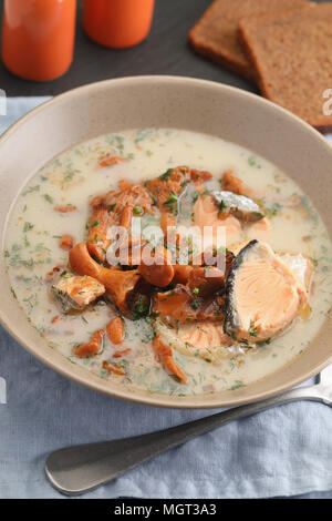 Finnish poissons, champignons, crème et Banque D'Images