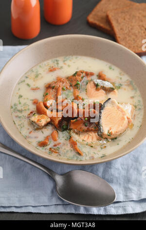 Finnish poissons, champignons, crème et Banque D'Images