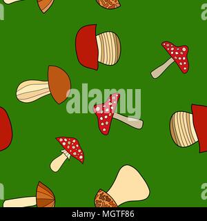Doodle vecteur abstrait motif transparente de champignons Illustration de Vecteur
