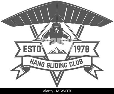 Hang gliding club modèle emblème. L'élément de conception de logo, étiquette, emblème, signe. Vector illustration Illustration de Vecteur