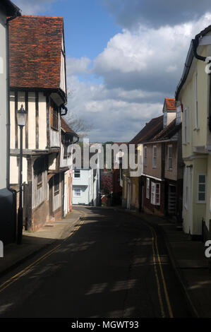 Orient Stockwell St., y compris (à gauche) la 16e c. Peake's House, dans l'historique quartier hollandais de Colchester, Essex, Angleterre Banque D'Images