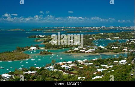 Une vue aérienne de l'excellent son, Bermudes, à North Banque D'Images