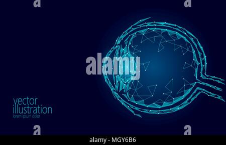 Les droits de l'œil 3D render poly faible. L'avenir de la technologie blue polygonale médecine science medical poster. Ophtalmologie vision oeil Santé Journée mondiale vector illustration Illustration de Vecteur