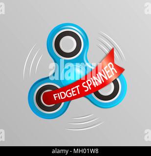 Fidget Spinner logo avec ruban. Vector illustration. Illustration de Vecteur