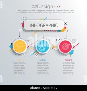 Entreprise Présentation infographie modèle avec 3 options et motif géométrique abstraite. Vector illustration. Illustration de Vecteur