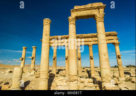Colonnes romaines de l'ancienne ville, dans le centre de la Syrie, Palmyre Banque D'Images
