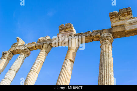 Grande Colonnade à Apamée, la principale avenue à colonnade de la ville antique d'Apamée dans la rivière Orontes Valley dans le nord-ouest de la Syrie. Banque D'Images