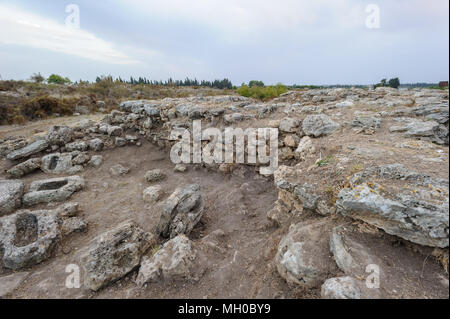 Ruines excavées du palais royal d'Ugarit, en Syrie Banque D'Images
