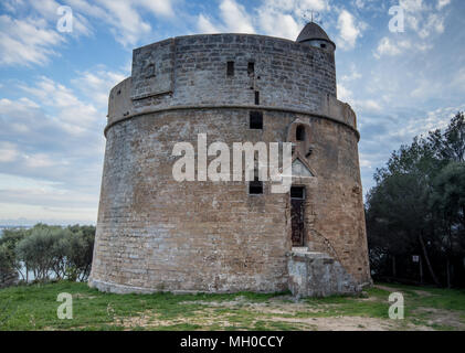 La Torre Grande tour de garde dans la région de Port d'Alcanada Alcudia, Mallorca, Iles Baléares, Espagne, Europe Banque D'Images