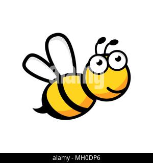 Logo caricature bee icône dans télévision style. Illustration insecte guêpe blanc sur fond isolé. Concept d'entreprise d'abeilles. Illustration de Vecteur