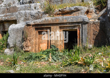 Ancien cimetière, Limyra, Turquie. Banque D'Images