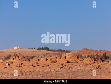 Al-rajajil menhirs le stonehenge de l'Arabie saoudite, Province Al-Jawf, Sakaka, l'Arabie Saoudite Banque D'Images
