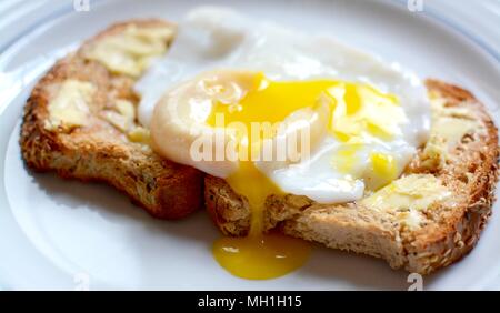 Le parfait oeuf poché sur toast ensemencées brun Banque D'Images