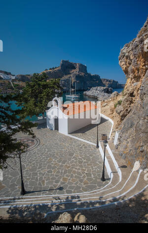 Chapelle de St Paul, St pauls bay, Lindos, Rhodes, Grèce Banque D'Images