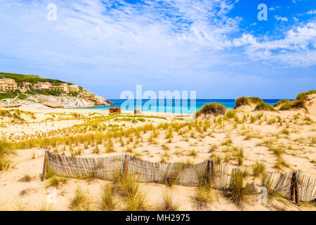 Dunes de sable sur la plage de Cala Mesquida, l'île de Majorque, Espagne Banque D'Images