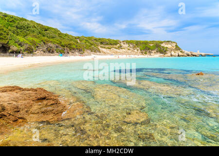 Grande plage de Sperone sur belle île de Corse, France Banque D'Images