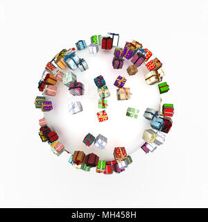 De nombreuses boîte cadeau enveloppé, 3d, isolé sur fond blanc Banque D'Images