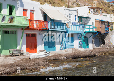 Village de pêcheurs de Klima sur l'île de Milos, Grèce Banque D'Images