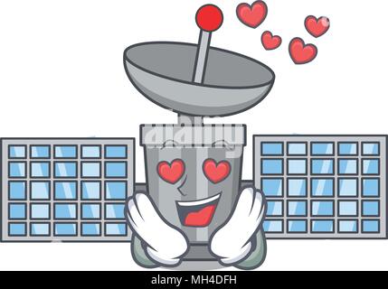 Dans l'amour satelite mascot cartoon style Illustration de Vecteur
