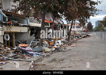 Séisme de Christchurch - dévastation totale à Colombo Street. Banque D'Images