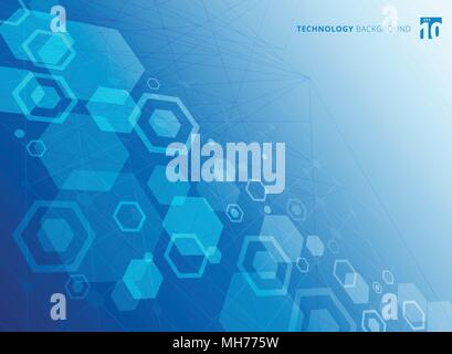 Abstract structure hexagonale des molécules. L'étude moléculaire de la chimie. Fond de couleur bleu de la technologie. Vector illustration Illustration de Vecteur