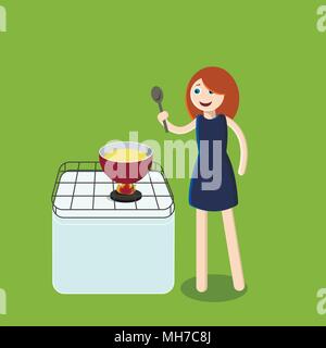 Femme en cuisine. Cook. Illustration de Vecteur