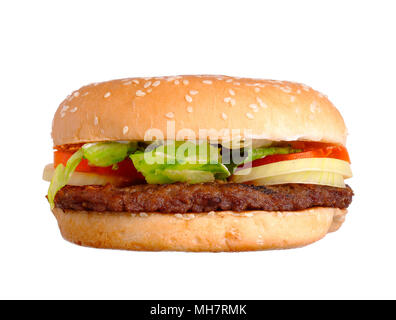 Hamburger isolé sur fond blanc. Banque D'Images