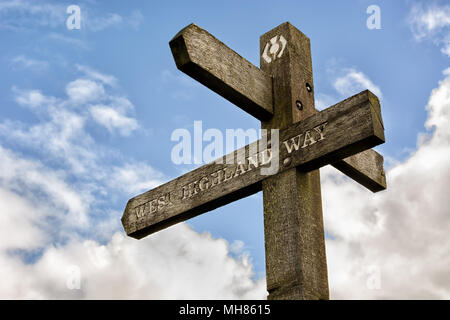 Enseigne sur la West Highland Way en Écosse Banque D'Images