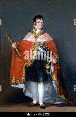 Ferdinand VII d'Espagne, le roi Ferdinand VII d'Espagne (1784 - 1833) Roi d'Espagne à deux reprises : en 1808 et de nouveau de 1813 à sa mort. Peinture de Francisco Goya Banque D'Images