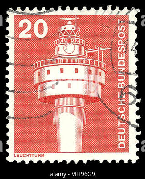 Allemagne - timbres en 1976 : Couleur edition sur l'industrie et de la technologie, montre Phare Alte Weser Banque D'Images