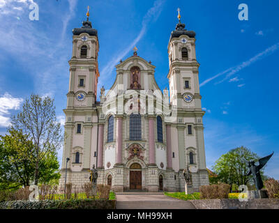 Basilique de l'abbaye bénédictine d'Ottobeuren, Unterallgaeu, district, région de l'Allgaeu Bayerisch souabe, Bavière, Allemagne, Europe Banque D'Images