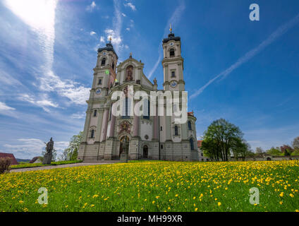 Basilique de l'abbaye bénédictine d'Ottobeuren, Unterallgaeu, district, région de l'Allgaeu Bayerisch souabe, Bavière, Allemagne, Europe Banque D'Images