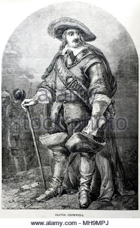 Oliver Cromwell portrait 1599 - 1658 était un chef militaire et politique, de l'illustration antique vers 1880 Banque D'Images