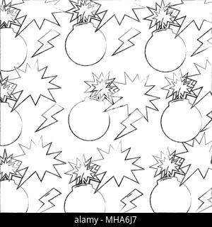 Bulle de dialogue pop art explosion de bombes croquis d'illustration vectorielle Illustration de Vecteur