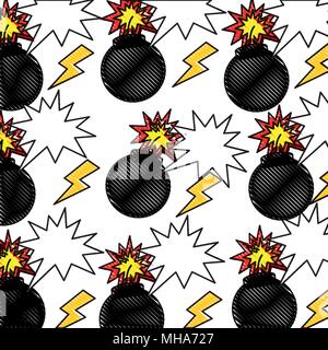 Bulle de dialogue pop art explosion de bombes vector illustration Illustration de Vecteur