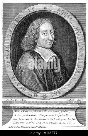 BLAISE PASCAL (1623-1662) mathématicien français, inventeur et physicien Banque D'Images