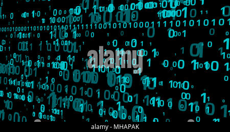 Contexte numérique. Zéros et motif 3d. Chiffres dynamique en perspective. Banque D'Images