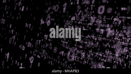 Contexte numérique. Zéros et motif 3d. Chiffres dynamique en perspective. Banque D'Images