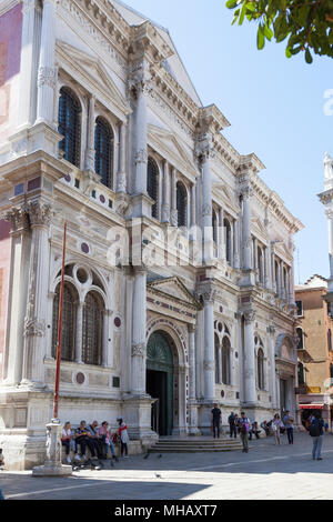 1560 façade de la Scuola Grande di San Rocco, Campo San Rocco, San Polo, Venise, Vénétie, Italie a dit à house le meilleur de l'œuvre de Tintoretto. Banque D'Images