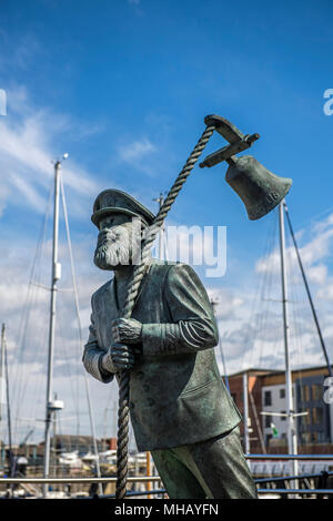 Statue de chat, un capitaine Dylan Thomas personnage du livre sous le bois de lait. Banque D'Images