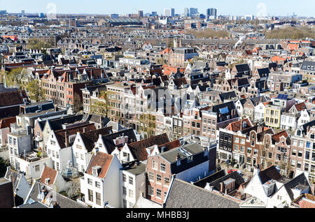 Vue aérienne d'Amsterdam (quartier du Jordaan), Amsterdam, Pays-Bas Banque D'Images