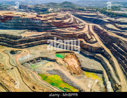 Vue aérienne de la mine à ciel ouvert, Minas de Riotinto, Andalousie, Espagne Banque D'Images