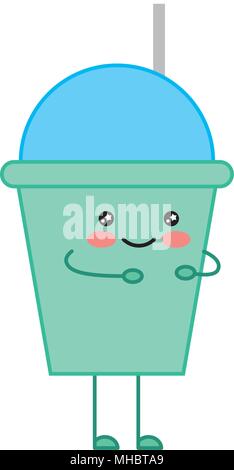 Kawaii soda cup heureux cartoon vector illustration Illustration de Vecteur