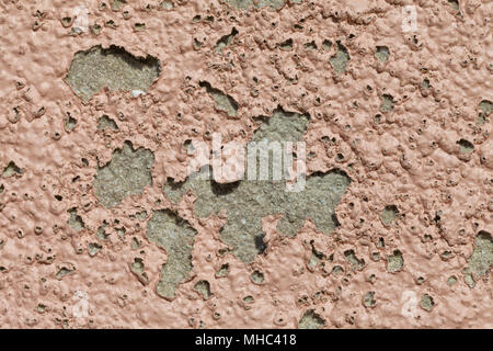 Un mur peint de saumons endommagés par le passage du temps. Banque D'Images