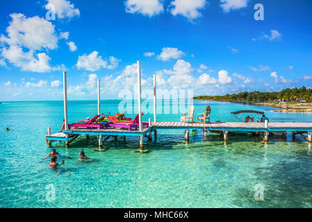 Dans une plage d'Ambergris Caye, Belize. Banque D'Images
