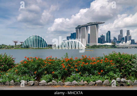 Vue panoramique spectaculaire de Singapour de jardin par la baie East Garden. Le jardin est ouvert au public et a un potentiel immense. Banque D'Images