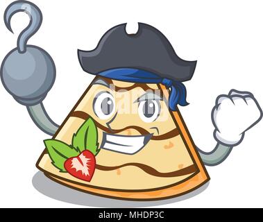 Crêpe cartoon style caractère Pirate Illustration de Vecteur