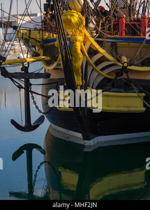 L'Hermione, la vue de face. Banque D'Images