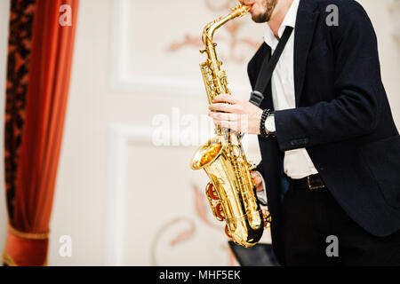 Jazzman artiste de musique à jouer du Saxophone Banque D'Images