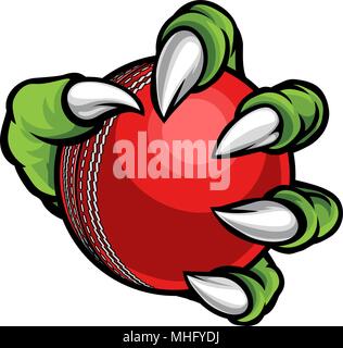 Monster ou animal claw holding Ball Cricket Illustration de Vecteur